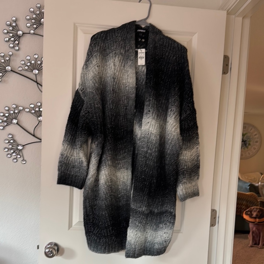 NWT Express Black‎ and Gray Ombre Cardigan.